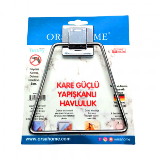 YAPIŞKANLI KARE ASKILI ÜÇGEN - METAL HAVLULUK ASKI (K246)