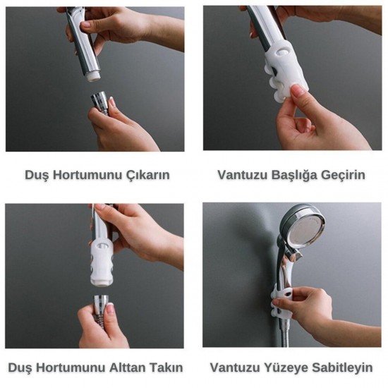 Banyo Duş Başlığı Tutucu Silikon Güçlü Vantuz Vakum Aparatı