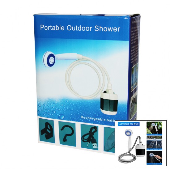 PORTABLE OUTDOOR SHOWER SU-PMP ŞARJLI TAŞİNABİLİR - SEYYAR DUŞ SETİ POMPA - HORTUM - D.BAŞLIK (81)