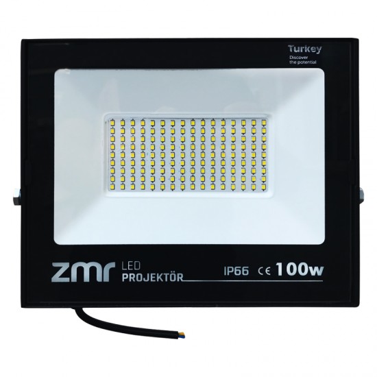 ZMR 100 WATT BEYAZ 6500K IP66 150* IŞIK AÇISI 220 VOLT SİYAH SLİM KASA LED PROJEKTÖR (81)