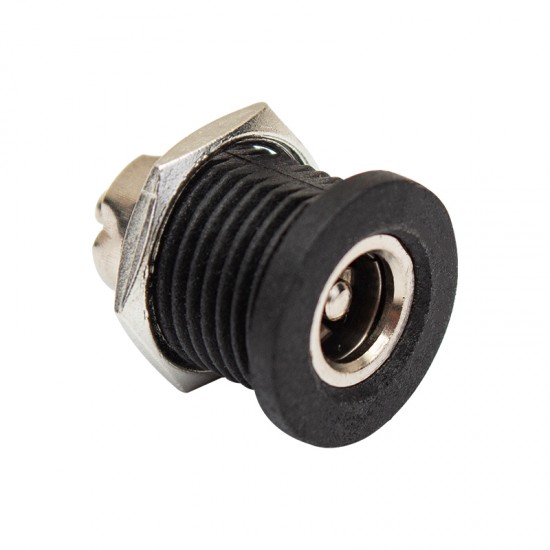 ADAPTÖR FİŞİ İÇİ METAL 12MM YUVARLAK SOMUNLU DC ŞASE 2.1MM  (IC-258C) (81)