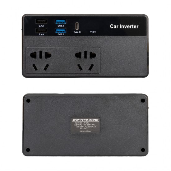 CZ02/12V-24V 12-24 VOLT 200 WATT 4 USB + TYPE-C GİRİŞLİ ARAÇ POWER INVERTER (81)