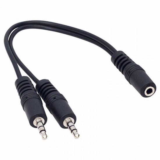 3.5 MM STEREO DİŞİ / 2 X 3.5MM STEREO ERKEK 20 CM Y KABLO KABLO (81)