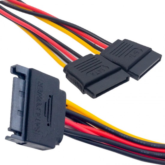 SATA POWER 15 PİN ERKEK TO 2 X SATA POWER 15 PİN DİŞİ ÇOKLAYICI KABLO (81)