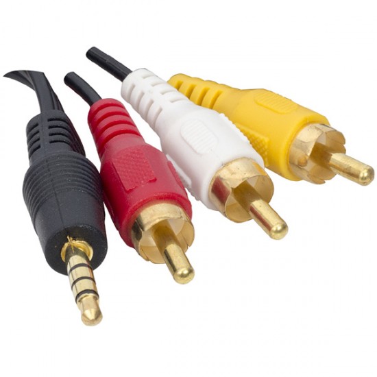 UYDU ALICISI AV KABLO 3.5 MM ST E / 3 RCA KABLO 1.2 METRE UZUN JACK ELEKTROMER (81)