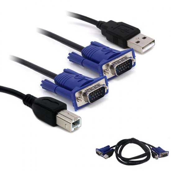 KWM SWITCH KABLO 1.5 METRE VGA ERKEK/ERKEK + USB + PRINTER (81)