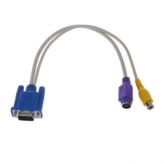 VGA 15 PİN ERKEK  / 1 RCA DİŞİ+MINI DIN DİŞİ 10 CM KABLO (81)