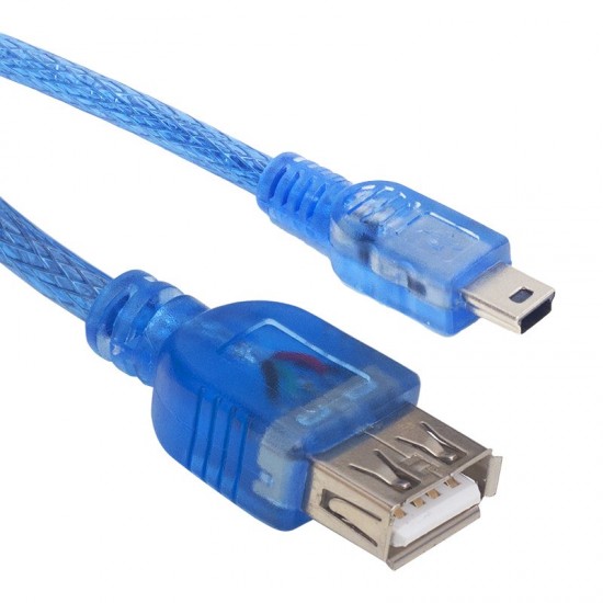 USB 5 PİN ERKEK-USB DİŞİ IPOD KABLOSU MAVİ ŞEFFAF 40 CM (81)