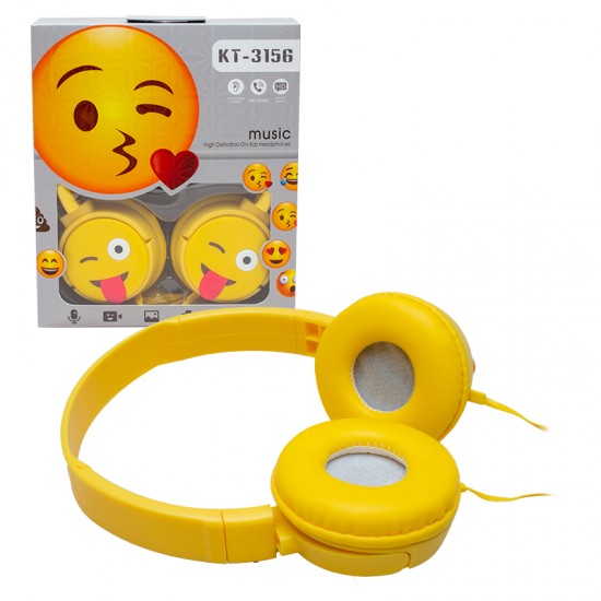 KT-3156 3.5MM JACKLI KULAKÜSTÜ KABLOLU EMOJİ KULAKLIK (81)