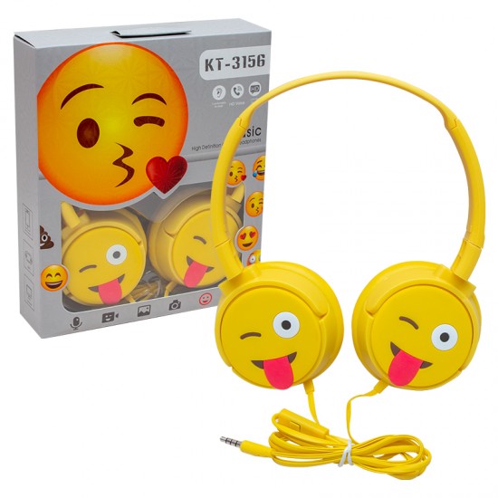 KT-3156 3.5MM JACKLI KULAKÜSTÜ KABLOLU EMOJİ KULAKLIK (81)