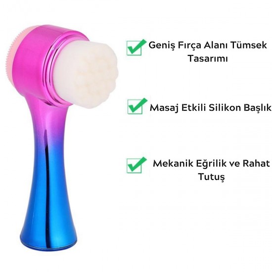 Çift İşlevli Renkli Cilt Yüz Temizleme Fırçası Peeling Masaj Etkili Gözenek Temizleyici Alet