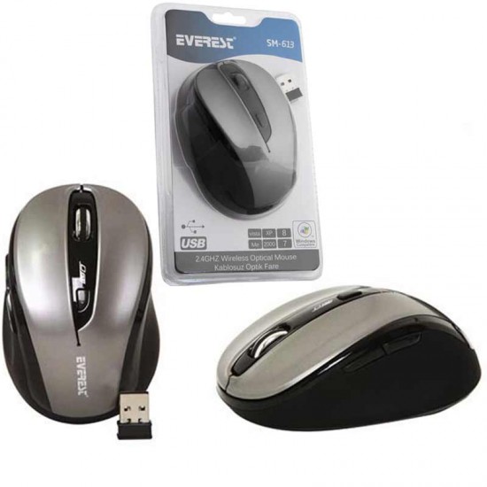 EVEREST SM-613 SİYAH 2.4GHZ OPTİK USB KABLOSUZ MOUSE (81)