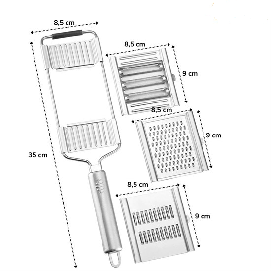 Ayarlanabilir 3 Farklı Başlıklı Tutmalı Sebze Dilimleyici Peynir Rendeleyici Aparat