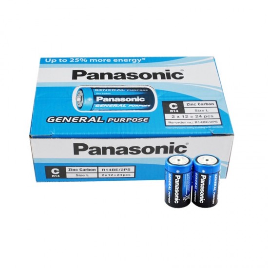 PANASONIC R14BE/2PS MANGANEZ  ORTA C BOY 24 LÜ PİL PAKET FİYATI (81)