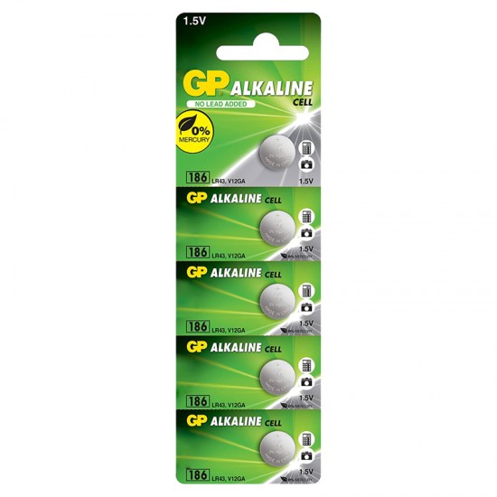 GP 186 LR43 ALKALİN 1.5V DÜĞME PİL ( (186F-2C5) 5Lİ PAKET (81)