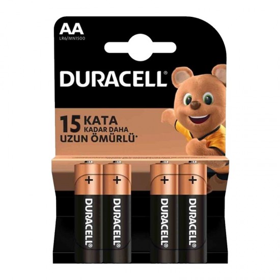 DURACELL LR6/MN1500 AA 1.5V ALKALİN KALEM PİL (4LÜ) PAKET FİYAT (81)