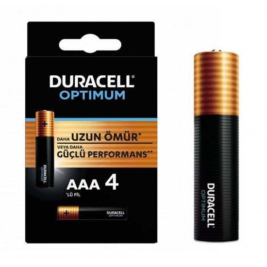 DURACELL OPTIMUM MX2400 1.5V ALKALIN AAA İNCE KALEM PİL 4LÜ PAKET (81)