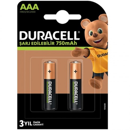 DURACELL HR03/DC2400 İNCE 750 MA ŞARJLI AAA 2Lİ PİL (81)