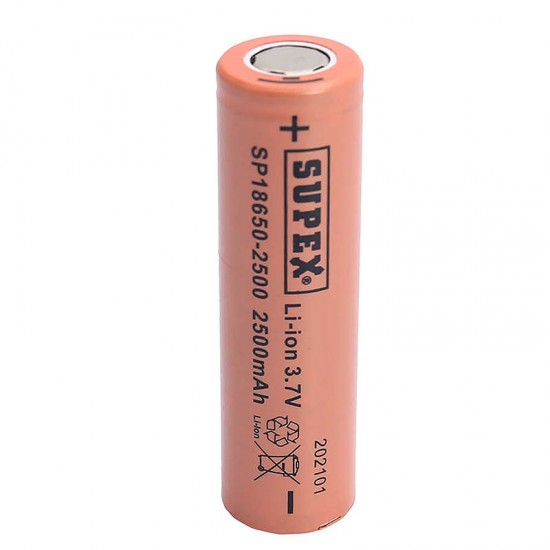 SUPEX 18650-2500 3.7V 2500 MAH DÜZ KAFA LI-ION PİL (81)