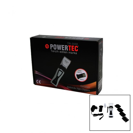 POWERTEC TR-3500 SAÇ KESME TRAŞ MAKİNESİ YEDEK BATARYALI (81)