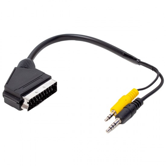 UYDU ALICISI AV KABLO 3.5 MM STEREO ERKEK/SCART KABLO 35 CM UZUN VE KISA JACK BİR ARADA (81)