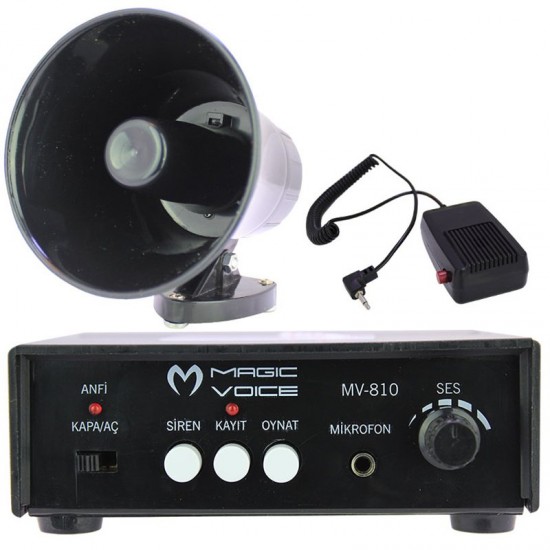 MAGICVOICE MV-800 KAYIT SİREN MİNİ PAZARCI ANFİ SETİ MIKNATISLI  (ANFİ+HOPARLÖR+MİKROFON) (81)