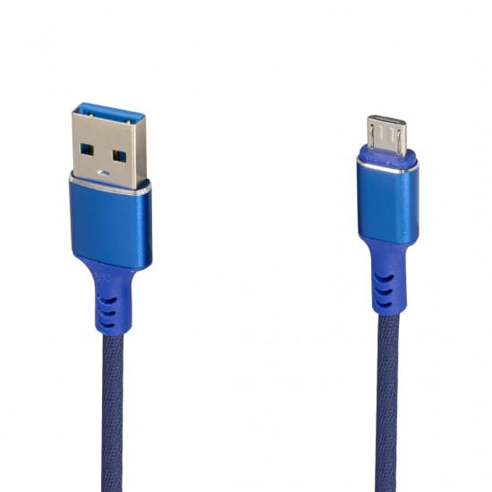 WK-22023 USB TO MICRO USB ÖRGÜLÜ LACİVERT ŞARJ KABLOSU (NO:14) (81)