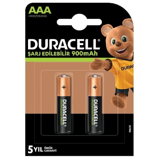 DURACELL ŞARJLI 900 MA AAA İNCE KALEM PİL 2Lİ PAKET (81)