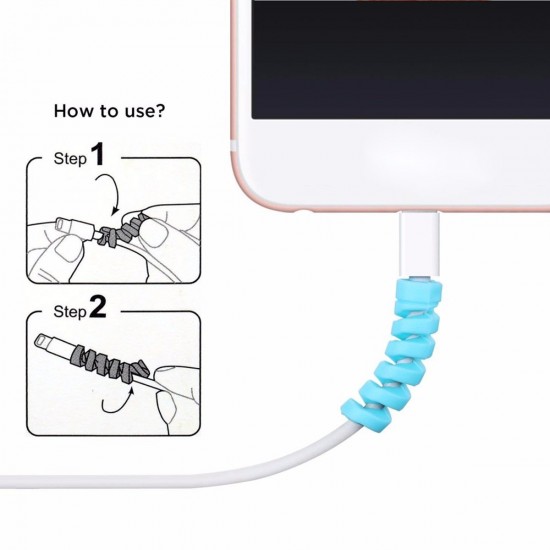 4 apos;lü Apple, Android Şaj Kablosu Koruyucu Silikon Spiral Yay Aparat