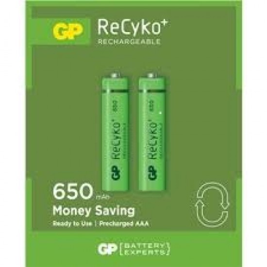 GP RECYKO 650mAh AAA ŞARJLI İNCE PİL 63C092  2Lİ KART (81)