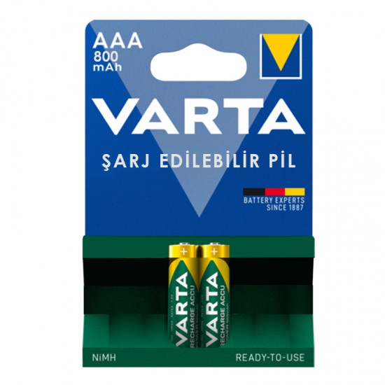 VARTA NI-MH 1.2V 800 MAH HR03 AAA ŞARJLI 2Lİ İNCE KALEM PİL (81)