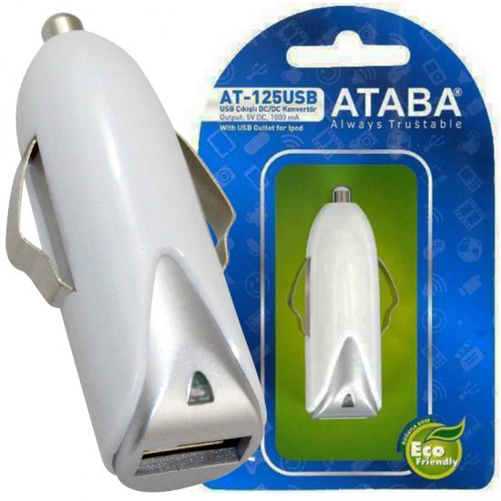 ATABA AT-125 USB 12V GRŞ.5 VOLT 1000 MA ARAÇ ÇAKMAK USB ŞARJ (81)