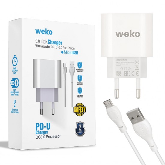 WK-21441 PDU QC 3.0 AMPER ŞARJ BAŞLIK ADAPTÖRÜ + MICRO USB KABLO (NO:1) (81)