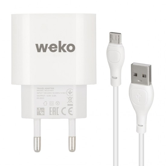 WK-21441 PDU QC 3.0 AMPER ŞARJ BAŞLIK ADAPTÖRÜ + MICRO USB KABLO (NO:1) (81)