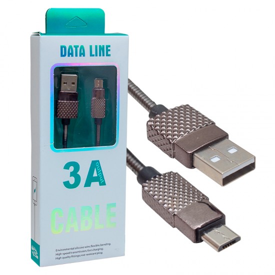 3 AMPER METAL YAYLI MICRO USB DATA VE ŞARJ KABLOSU 1 METRE (81)