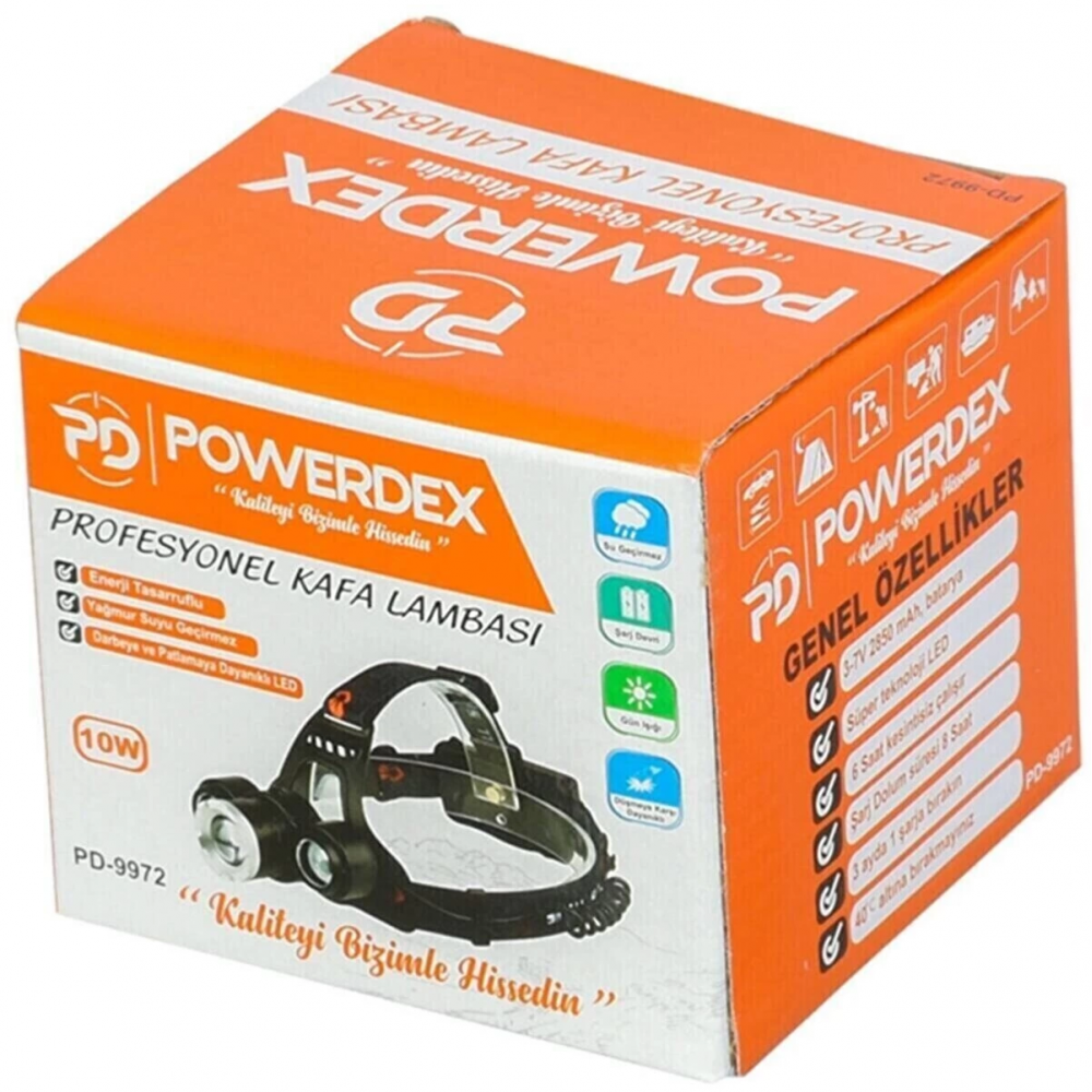 10 W Şarjlı Metal Yağmur Suyu Geçirmez Kafa Lambası - Feneri