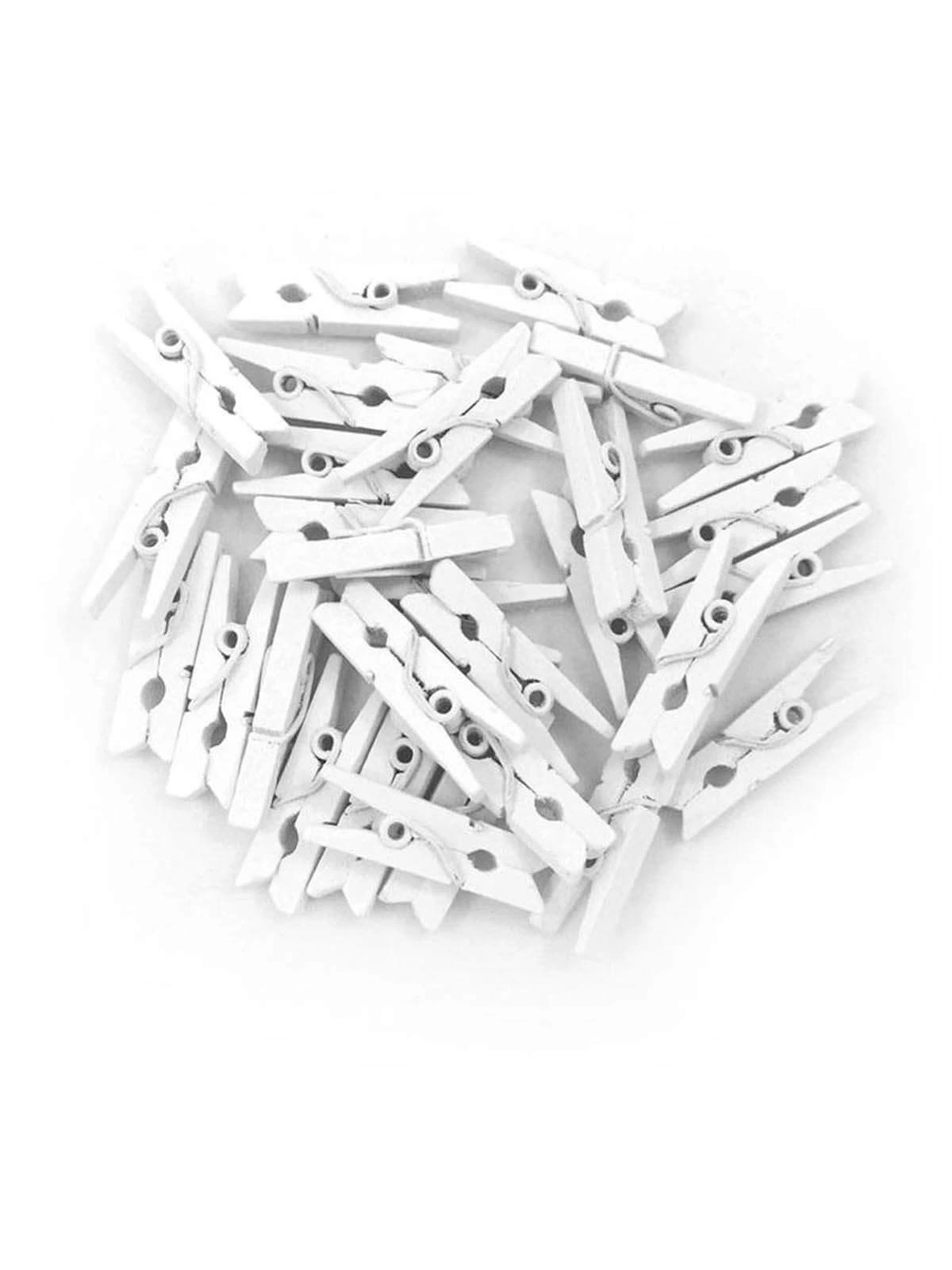 100'lü Beyaz Ahşap Mandal 2.5cm (10'lu Paket-1000 Adet)