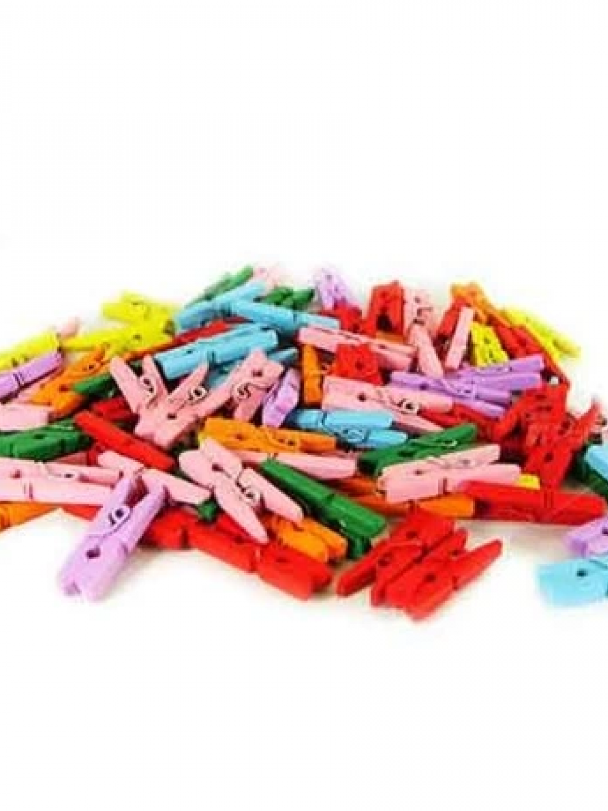 100'lü Renkli Ahşap Mandal 2.5cm (12'li Paket-1200 Adet)