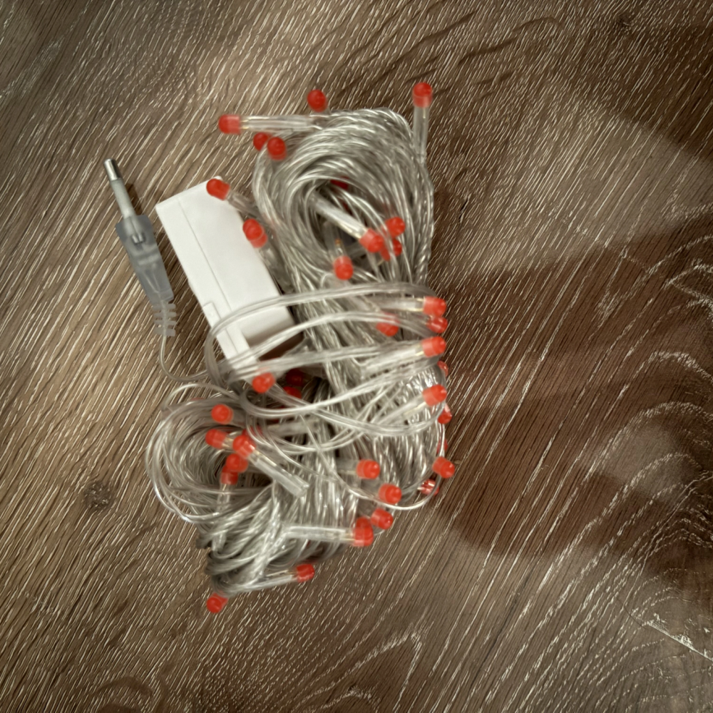 10m 100 Led Damla Uçlu Kırmızı Işık Şeffaf Kablo Mz-17-5