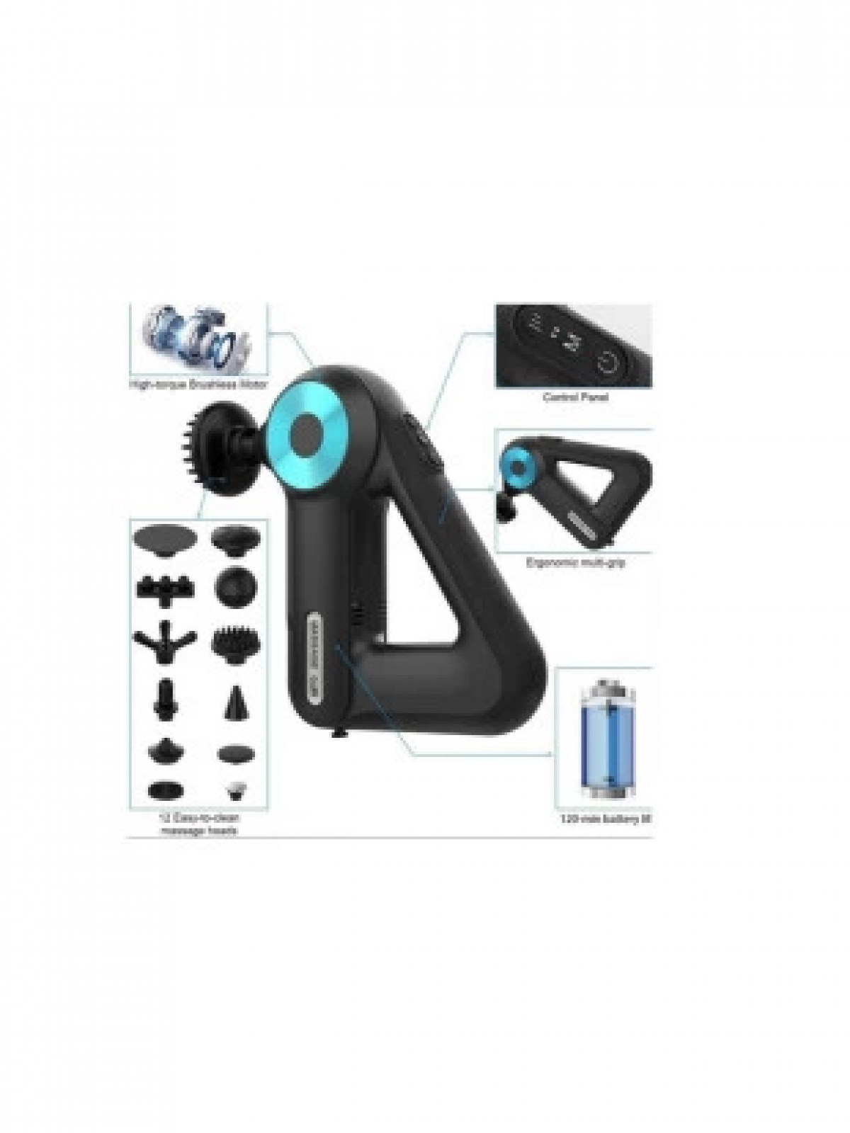 12 Başlıklı Profesyonel Masaj Sı Sporcu Masaj Aleti Seti  6 Hızlı Şarjlı Masaj