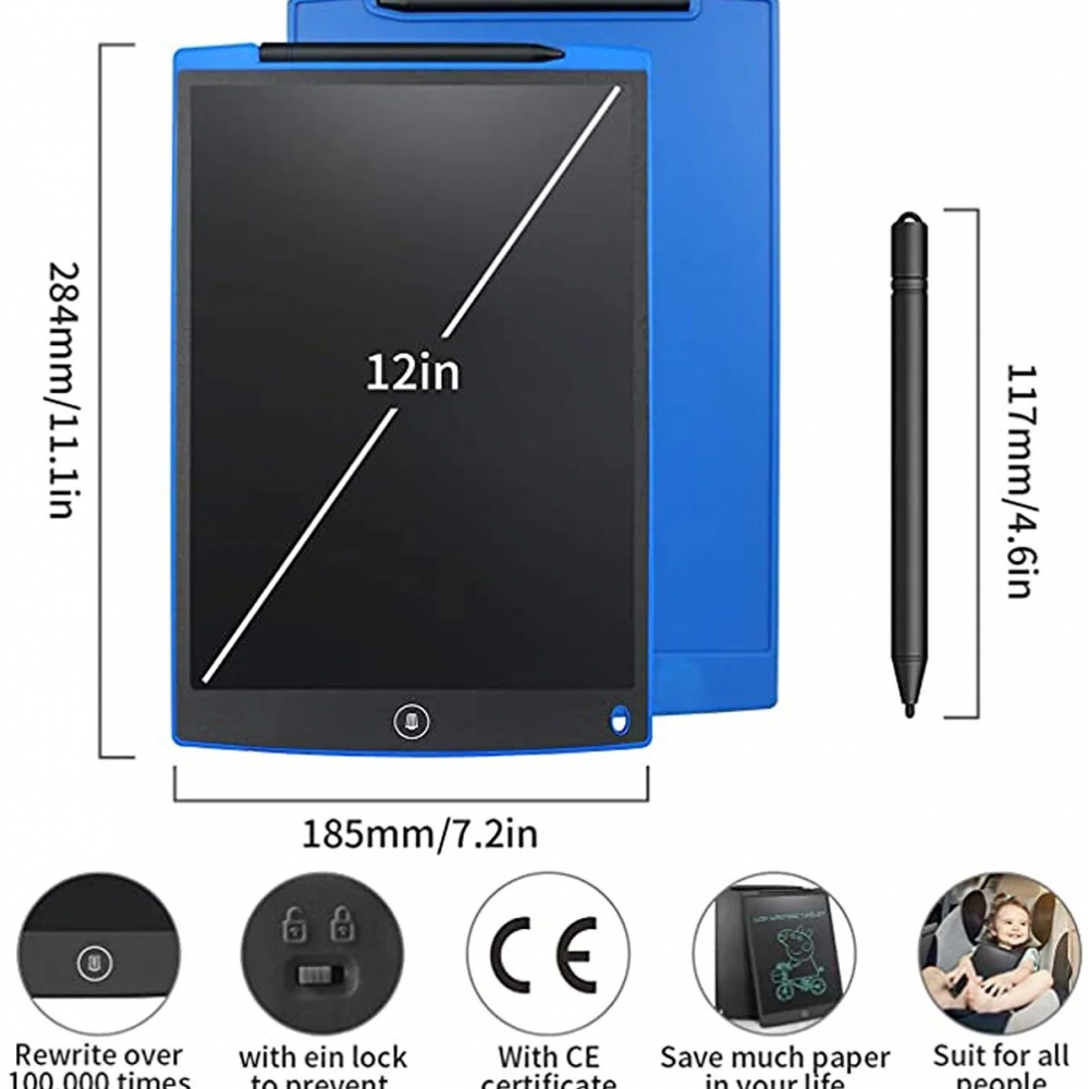 12 Inc Writing Lcd Grafik Dijital Kalemli Çizim Tableti Yazı Tahta Not Yazma Eğitim Tableti