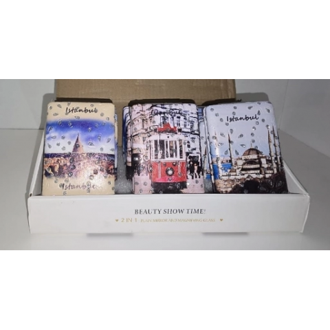 12'li Büyüteçli Dikdörtgen Cep Aynası Mz-119