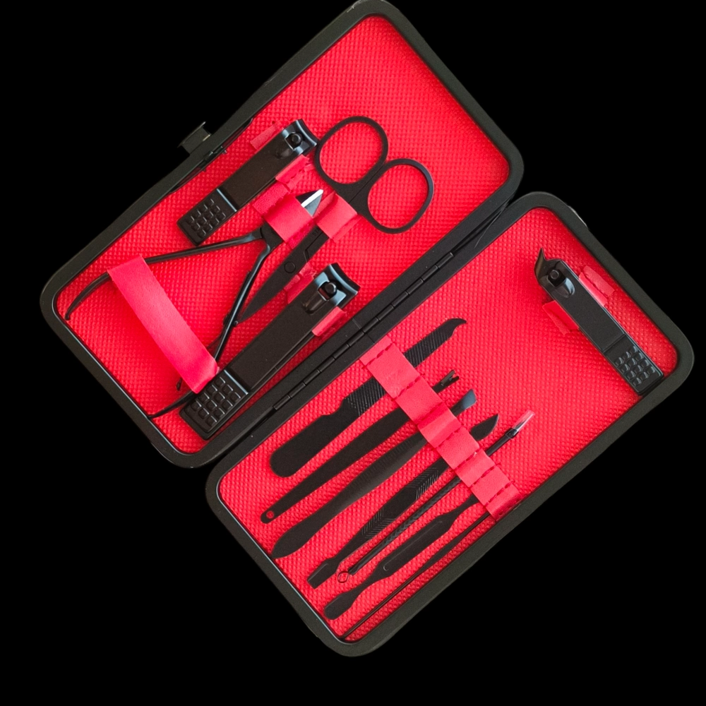 13 Parça Çantalı Manikür Pedikür Seti El Ayak Tırnak Bakım Seti Cımbız Makas Siyah Nokta Temizleme Batık Tırnak Engelleme Aparatı