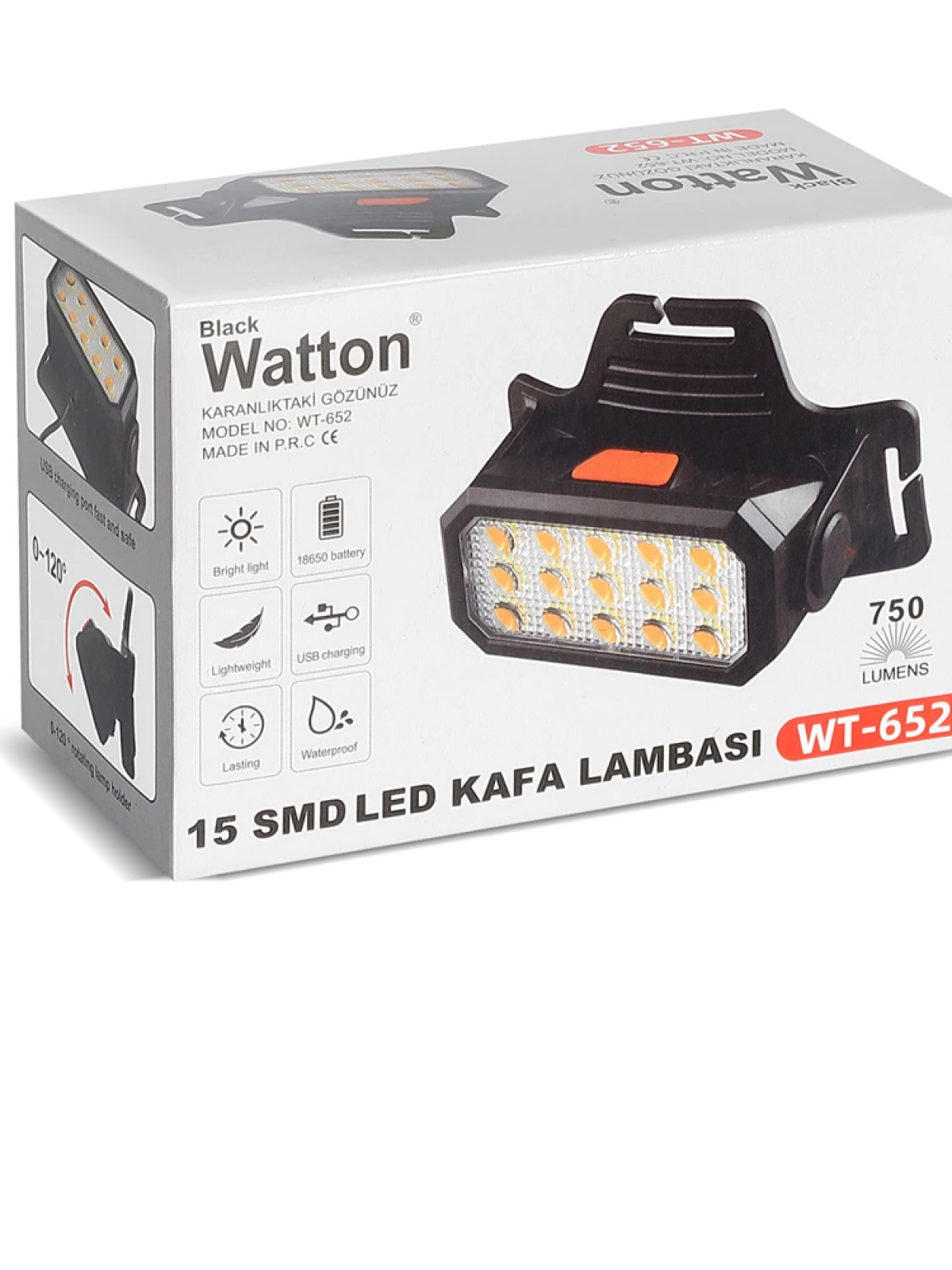 15 Ledli Sarı / Beyaz Şarjlı Kafa Lambası  Wt-652