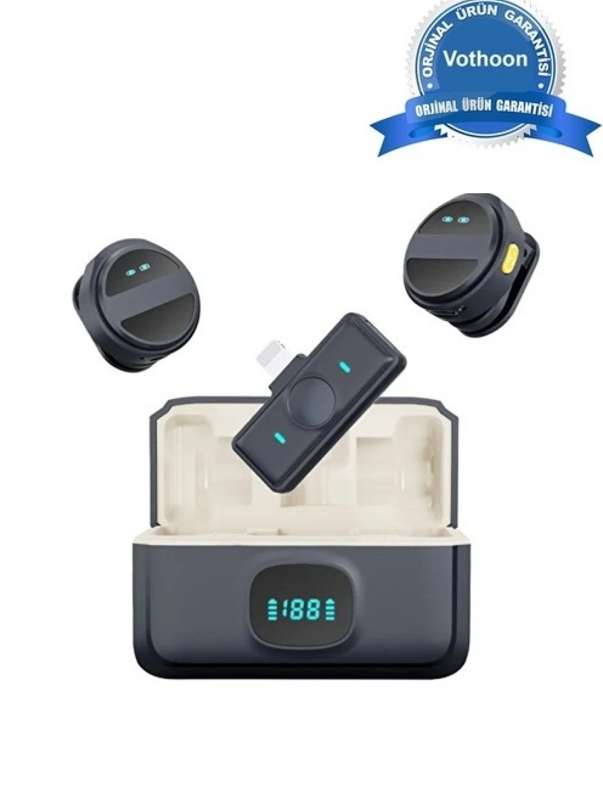 2 Adet Profesyonel Kablosuz Yaka Mikrofonu Lighting Uyumlu Manyetik Klipsli