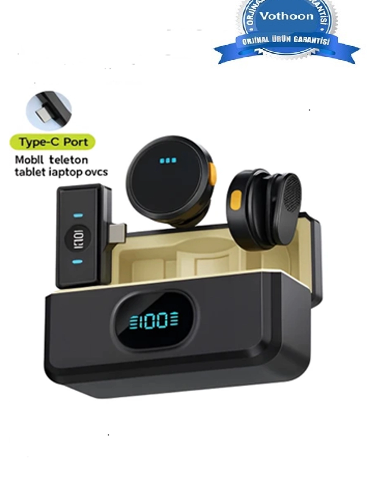 2 Adet Profesyonel Kablosuz Yaka Mikrofonu Typce Uyumlu Manyetik Klipsli