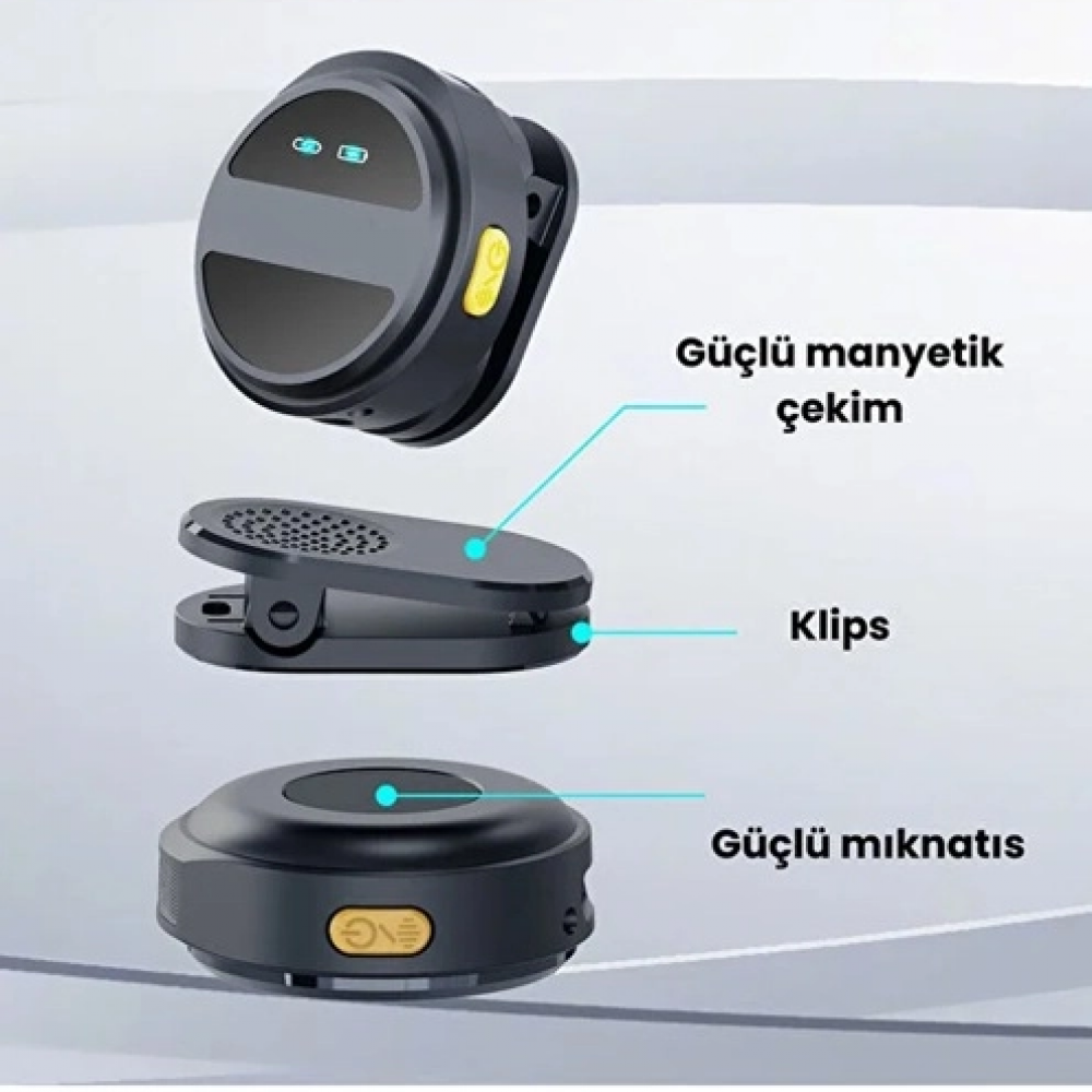 2 Adet Profesyonel Kablosuz Yaka Mikrofonu Typce Uyumlu Manyetik Klipsli
