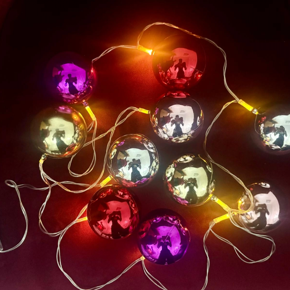 2 Metre 10 Led Pilli 2 Kademeli Parlak Top Led Yılbaşı Ağacı Süsü Mz-3