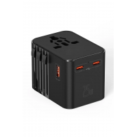 25w Evrensel Seyahat Adaptörü, Eu/us/uk/au Priz Dönüştürücü, 1x Usb, 2x Type-c Hızlı Şarj