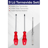 3'lü Tornavida Seti (düz Tornavida + Yıldız Tornavida + Kontrol Kalemi)